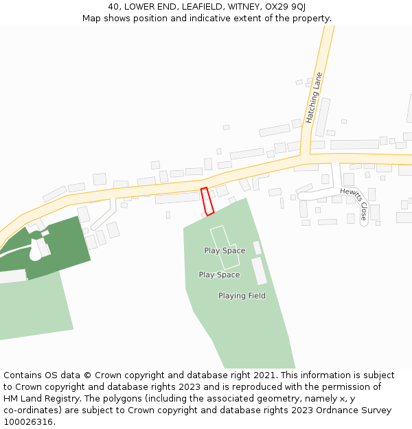 40, LOWER END, LEAFIELD, WITNEY, OX29 9QJ: Location map and indicative extent of plot