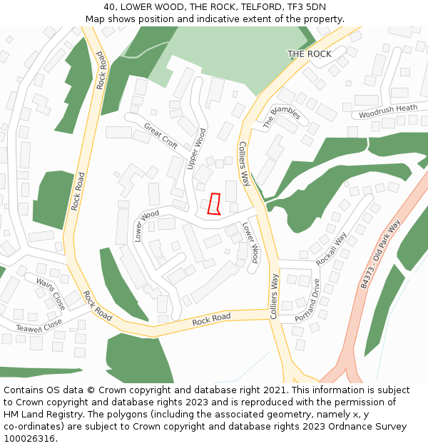 40, LOWER WOOD, THE ROCK, TELFORD, TF3 5DN: Location map and indicative extent of plot