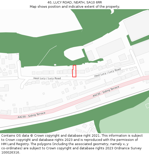 40, LUCY ROAD, NEATH, SA10 6RR: Location map and indicative extent of plot