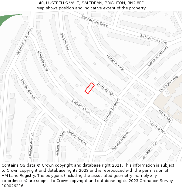 40, LUSTRELLS VALE, SALTDEAN, BRIGHTON, BN2 8FE: Location map and indicative extent of plot