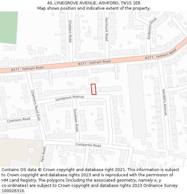 40, LYNEGROVE AVENUE, ASHFORD, TW15 1ER: Location map and indicative extent of plot