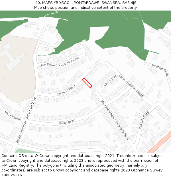 40, MAES YR YSGOL, PONTARDAWE, SWANSEA, SA8 4JS: Location map and indicative extent of plot