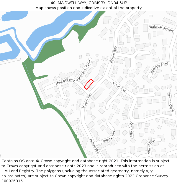 40, MAIDWELL WAY, GRIMSBY, DN34 5UP: Location map and indicative extent of plot