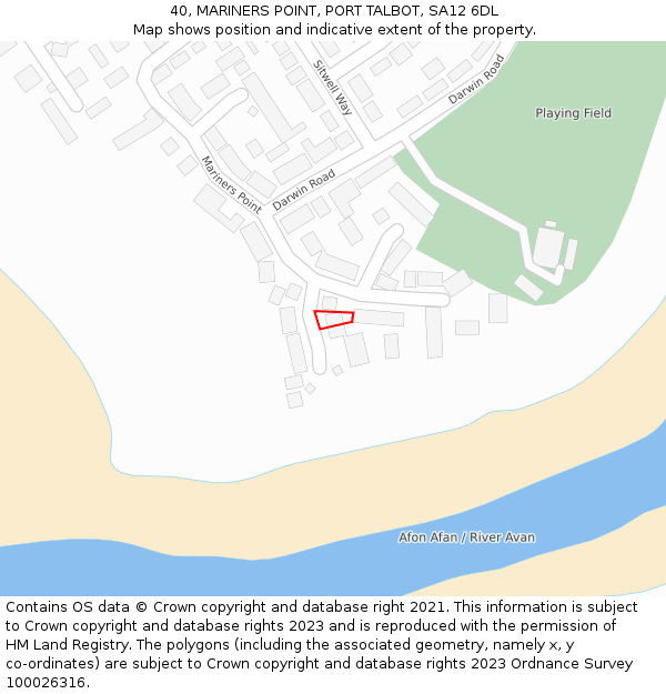 40, MARINERS POINT, PORT TALBOT, SA12 6DL: Location map and indicative extent of plot
