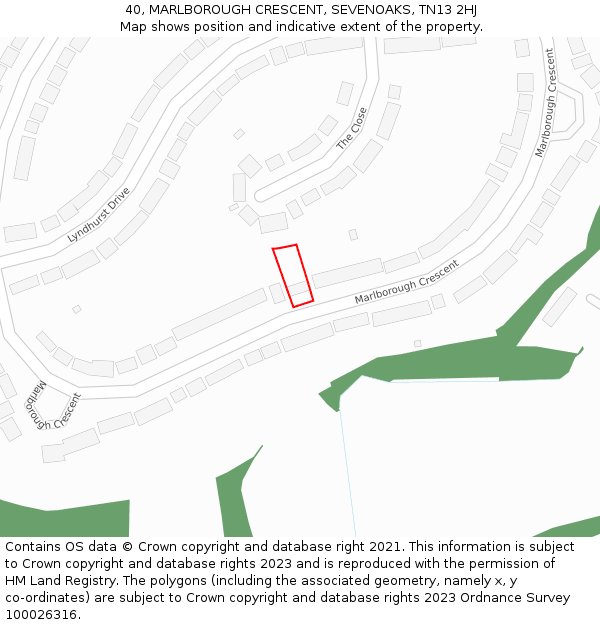 40, MARLBOROUGH CRESCENT, SEVENOAKS, TN13 2HJ: Location map and indicative extent of plot