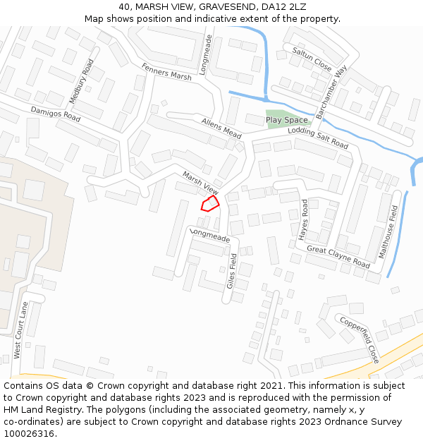 40, MARSH VIEW, GRAVESEND, DA12 2LZ: Location map and indicative extent of plot