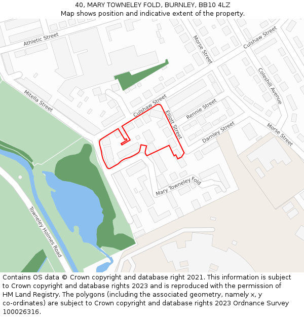 40, MARY TOWNELEY FOLD, BURNLEY, BB10 4LZ: Location map and indicative extent of plot