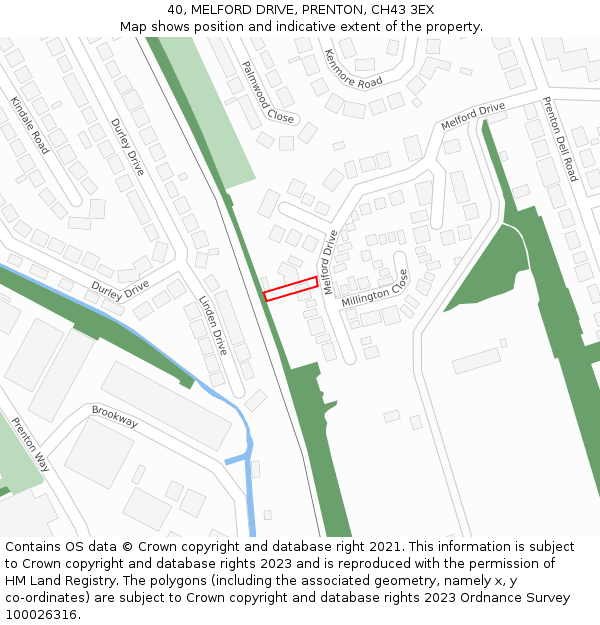 40, MELFORD DRIVE, PRENTON, CH43 3EX: Location map and indicative extent of plot