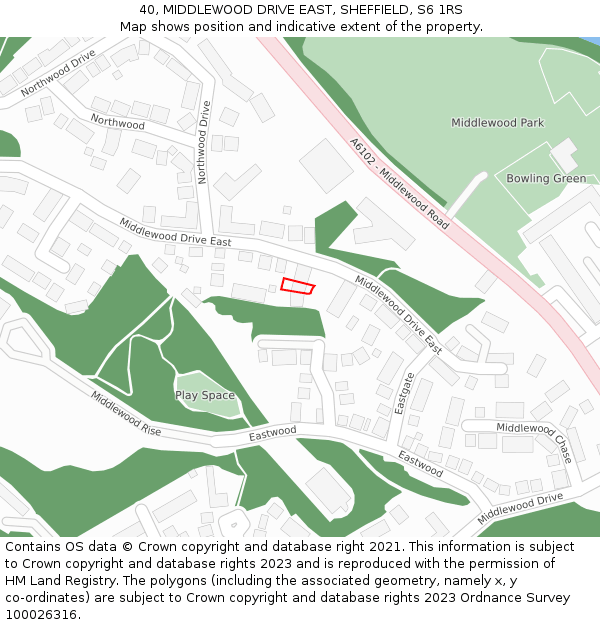 40, MIDDLEWOOD DRIVE EAST, SHEFFIELD, S6 1RS: Location map and indicative extent of plot