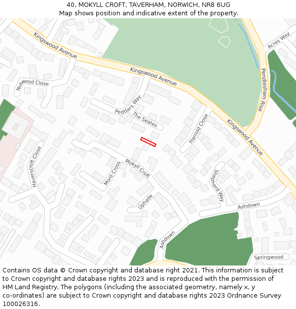 40, MOKYLL CROFT, TAVERHAM, NORWICH, NR8 6UG: Location map and indicative extent of plot