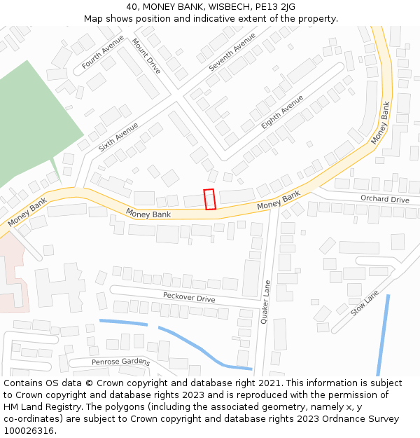 40, MONEY BANK, WISBECH, PE13 2JG: Location map and indicative extent of plot