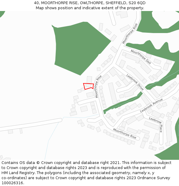 40, MOORTHORPE RISE, OWLTHORPE, SHEFFIELD, S20 6QD: Location map and indicative extent of plot