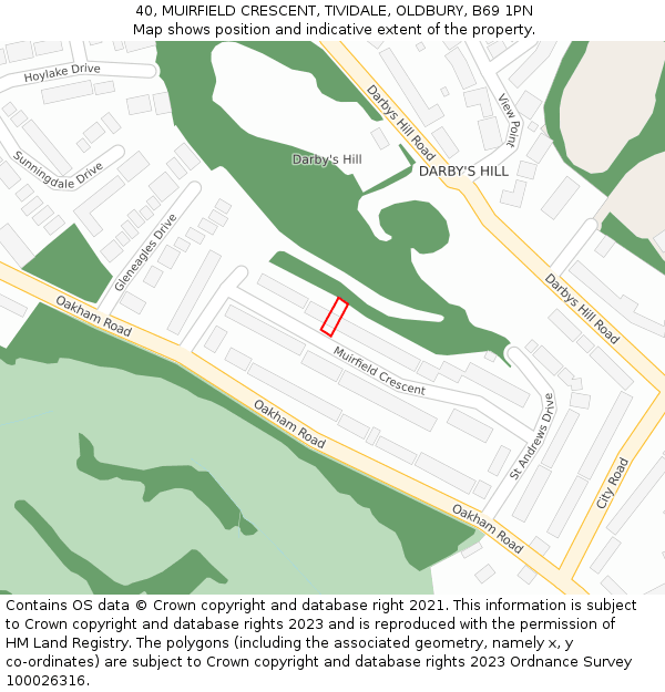 40, MUIRFIELD CRESCENT, TIVIDALE, OLDBURY, B69 1PN: Location map and indicative extent of plot