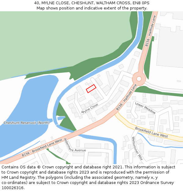 40, MYLNE CLOSE, CHESHUNT, WALTHAM CROSS, EN8 0PS: Location map and indicative extent of plot