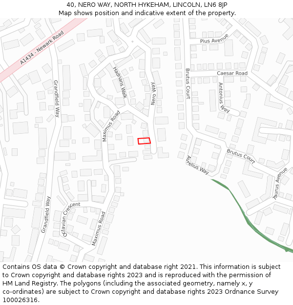 40, NERO WAY, NORTH HYKEHAM, LINCOLN, LN6 8JP: Location map and indicative extent of plot