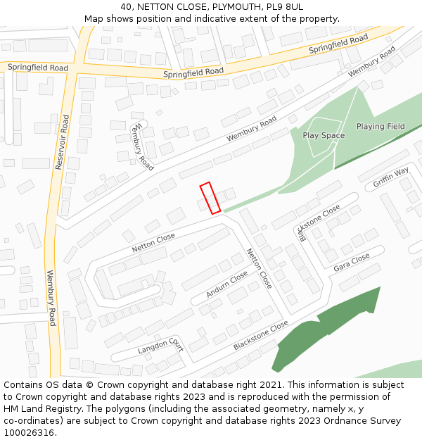 40, NETTON CLOSE, PLYMOUTH, PL9 8UL: Location map and indicative extent of plot