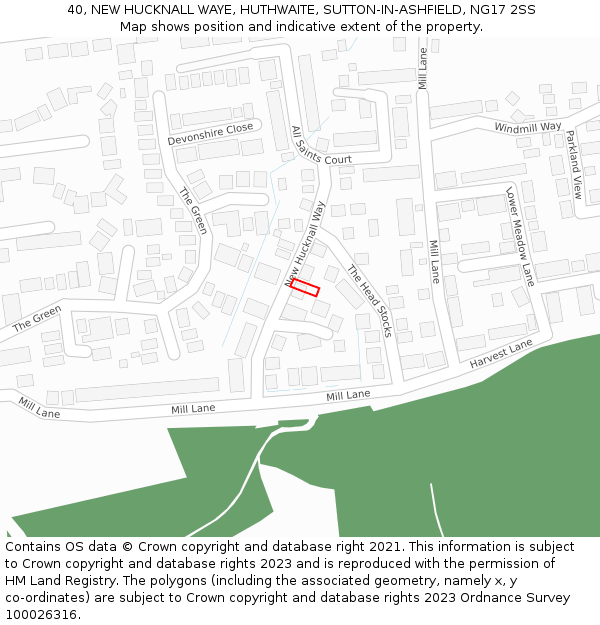 40, NEW HUCKNALL WAYE, HUTHWAITE, SUTTON-IN-ASHFIELD, NG17 2SS: Location map and indicative extent of plot