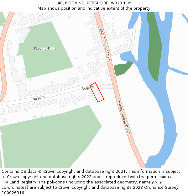 40, NOGAINS, PERSHORE, WR10 1HY: Location map and indicative extent of plot