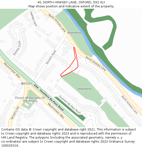 40, NORTH HINKSEY LANE, OXFORD, OX2 0LY: Location map and indicative extent of plot