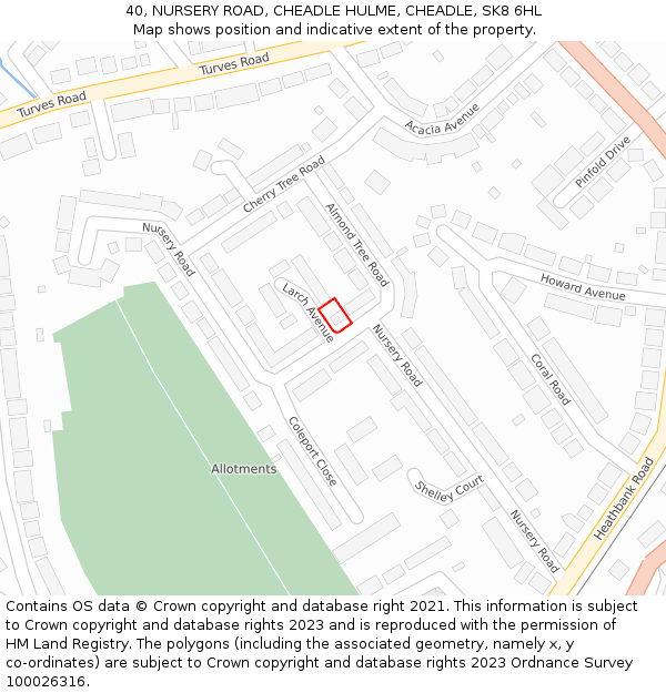 40, NURSERY ROAD, CHEADLE HULME, CHEADLE, SK8 6HL: Location map and indicative extent of plot