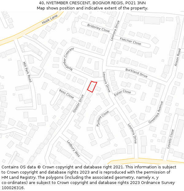 40, NYETIMBER CRESCENT, BOGNOR REGIS, PO21 3NN: Location map and indicative extent of plot