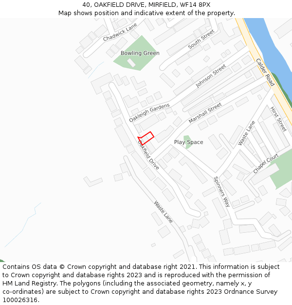 40, OAKFIELD DRIVE, MIRFIELD, WF14 8PX: Location map and indicative extent of plot