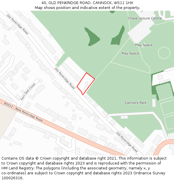 40, OLD PENKRIDGE ROAD, CANNOCK, WS11 1HX: Location map and indicative extent of plot