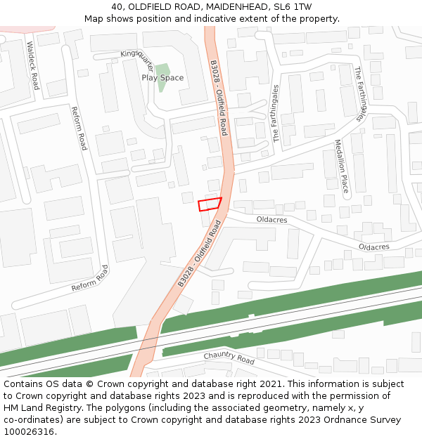 40, OLDFIELD ROAD, MAIDENHEAD, SL6 1TW: Location map and indicative extent of plot