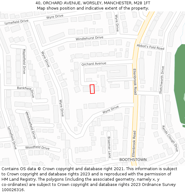 40, ORCHARD AVENUE, WORSLEY, MANCHESTER, M28 1FT: Location map and indicative extent of plot