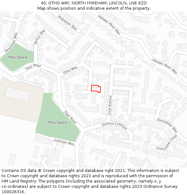 40, OTHO WAY, NORTH HYKEHAM, LINCOLN, LN6 9ZD: Location map and indicative extent of plot