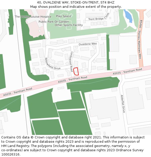 40, OVALDENE WAY, STOKE-ON-TRENT, ST4 8HZ: Location map and indicative extent of plot