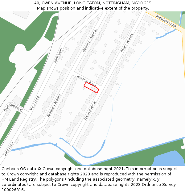 40, OWEN AVENUE, LONG EATON, NOTTINGHAM, NG10 2FS: Location map and indicative extent of plot