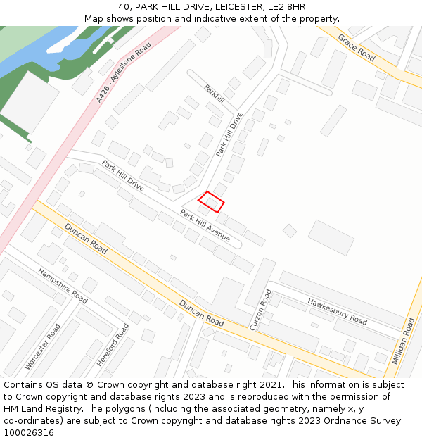 40, PARK HILL DRIVE, LEICESTER, LE2 8HR: Location map and indicative extent of plot