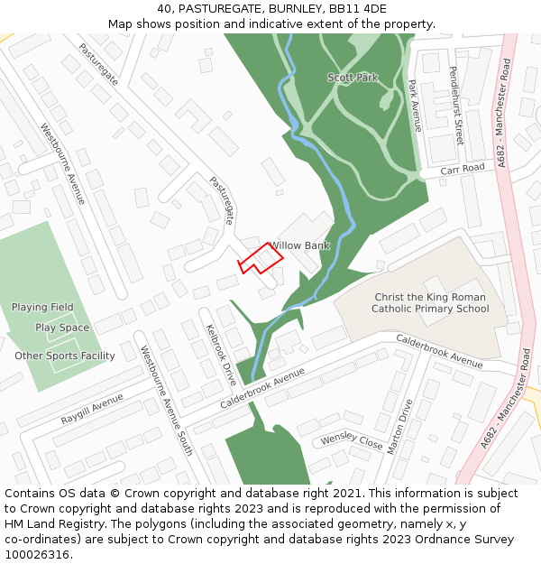 40, PASTUREGATE, BURNLEY, BB11 4DE: Location map and indicative extent of plot