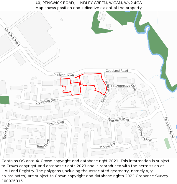 40, PENSWICK ROAD, HINDLEY GREEN, WIGAN, WN2 4GA: Location map and indicative extent of plot