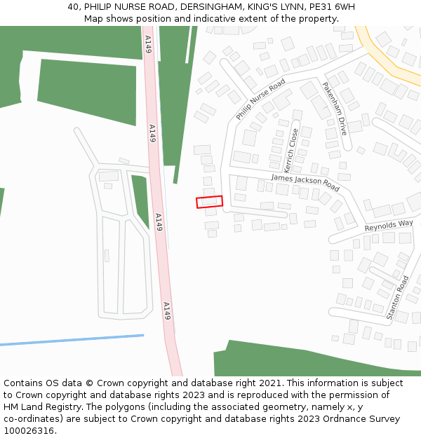 40, PHILIP NURSE ROAD, DERSINGHAM, KING'S LYNN, PE31 6WH: Location map and indicative extent of plot