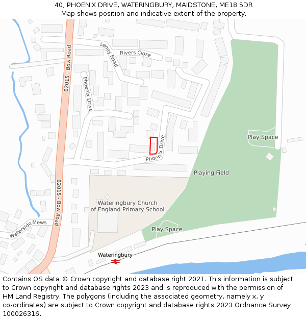 40, PHOENIX DRIVE, WATERINGBURY, MAIDSTONE, ME18 5DR: Location map and indicative extent of plot