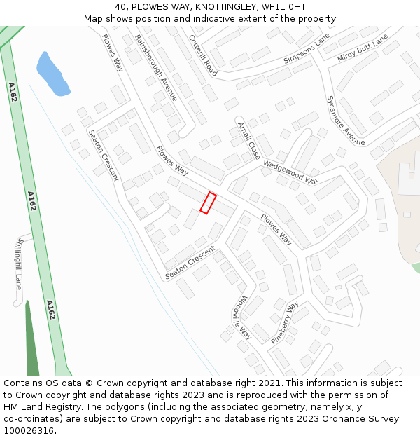 40, PLOWES WAY, KNOTTINGLEY, WF11 0HT: Location map and indicative extent of plot