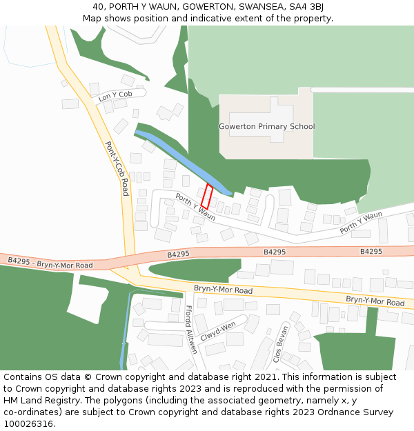 40, PORTH Y WAUN, GOWERTON, SWANSEA, SA4 3BJ: Location map and indicative extent of plot