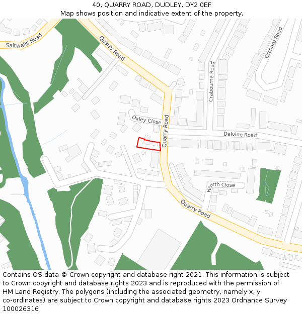 40, QUARRY ROAD, DUDLEY, DY2 0EF: Location map and indicative extent of plot