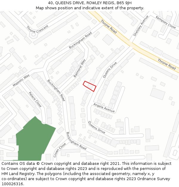 40, QUEENS DRIVE, ROWLEY REGIS, B65 9JH: Location map and indicative extent of plot