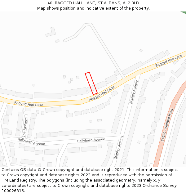 40, RAGGED HALL LANE, ST ALBANS, AL2 3LD: Location map and indicative extent of plot