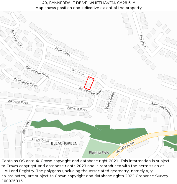 40, RANNERDALE DRIVE, WHITEHAVEN, CA28 6LA: Location map and indicative extent of plot