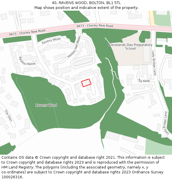 40, RAVENS WOOD, BOLTON, BL1 5TL: Location map and indicative extent of plot