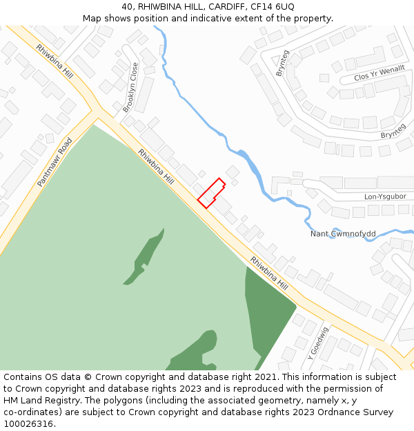 40, RHIWBINA HILL, CARDIFF, CF14 6UQ: Location map and indicative extent of plot