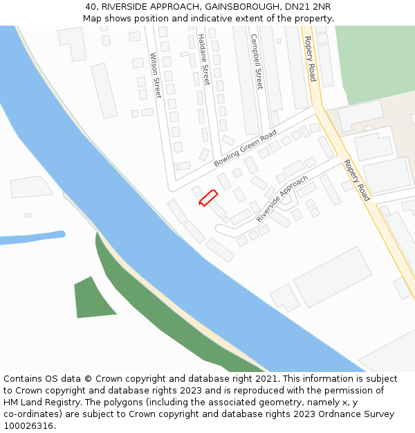 40, RIVERSIDE APPROACH, GAINSBOROUGH, DN21 2NR: Location map and indicative extent of plot