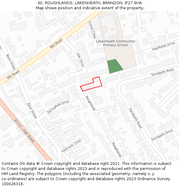 40, ROUGHLANDS, LAKENHEATH, BRANDON, IP27 9HA: Location map and indicative extent of plot