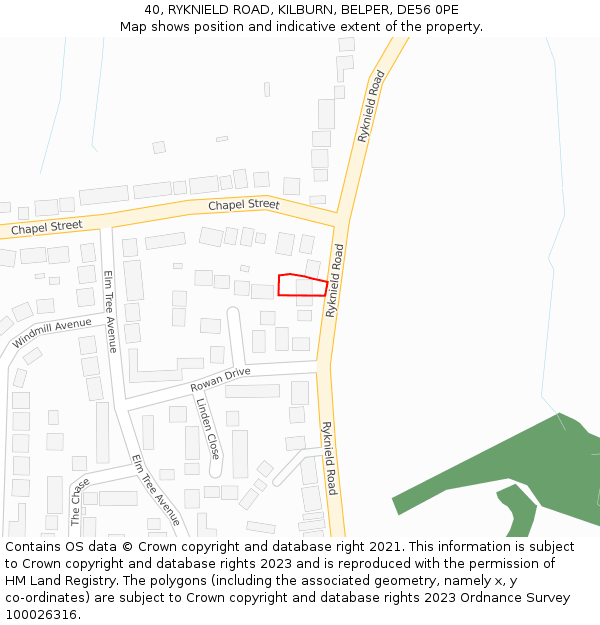 40, RYKNIELD ROAD, KILBURN, BELPER, DE56 0PE: Location map and indicative extent of plot