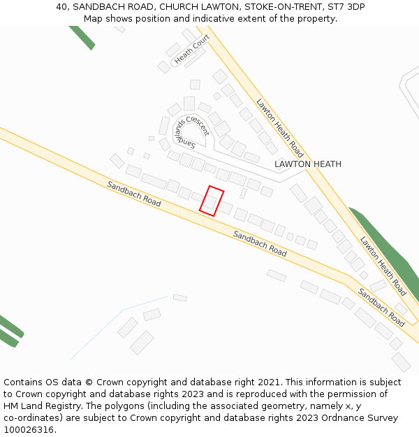 40, SANDBACH ROAD, CHURCH LAWTON, STOKE-ON-TRENT, ST7 3DP: Location map and indicative extent of plot