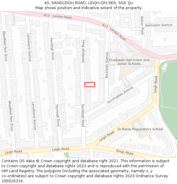 40, SANDLEIGH ROAD, LEIGH-ON-SEA, SS9 1JU: Location map and indicative extent of plot